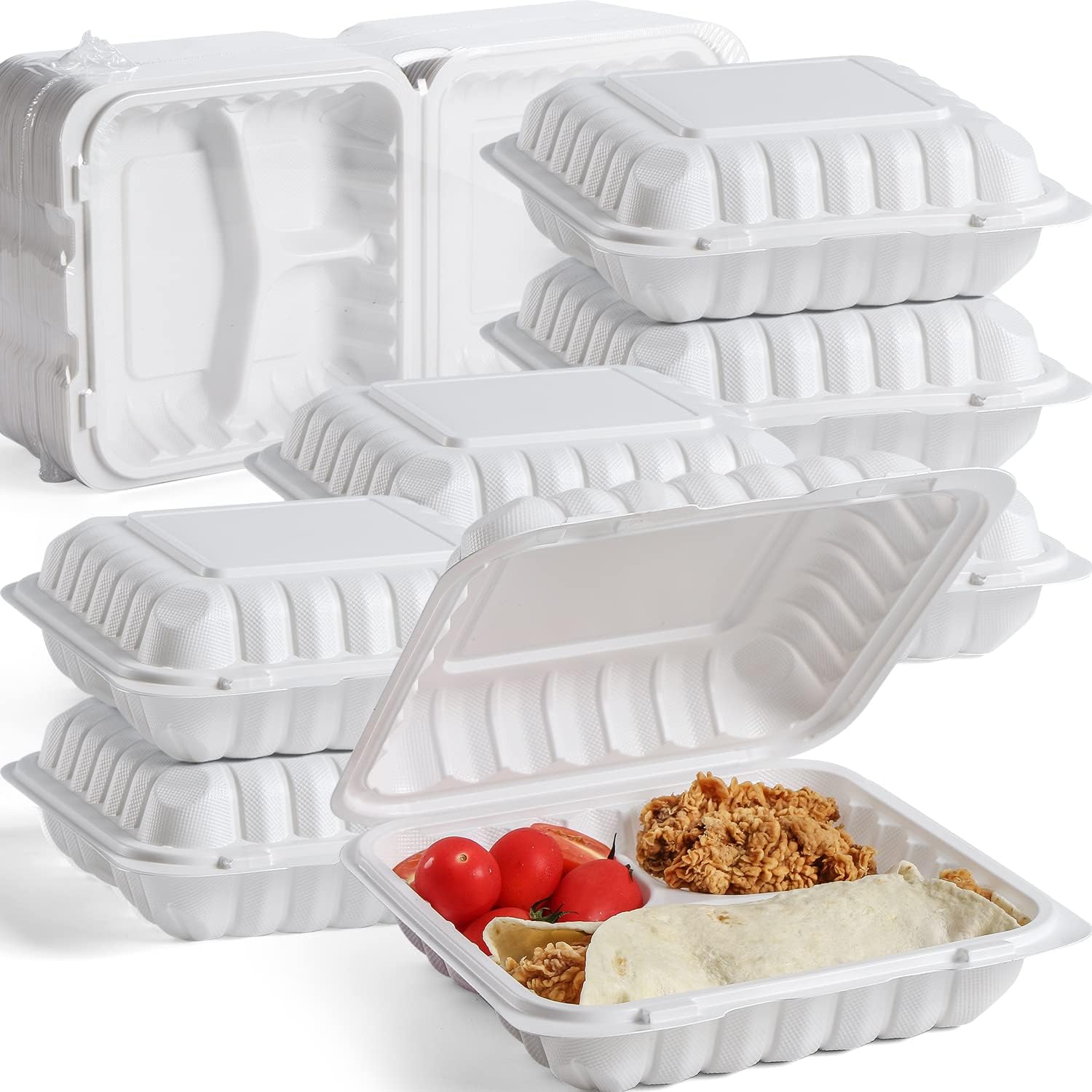 Clamshell Take Out Food Containers, 1-compartment, Disposable To