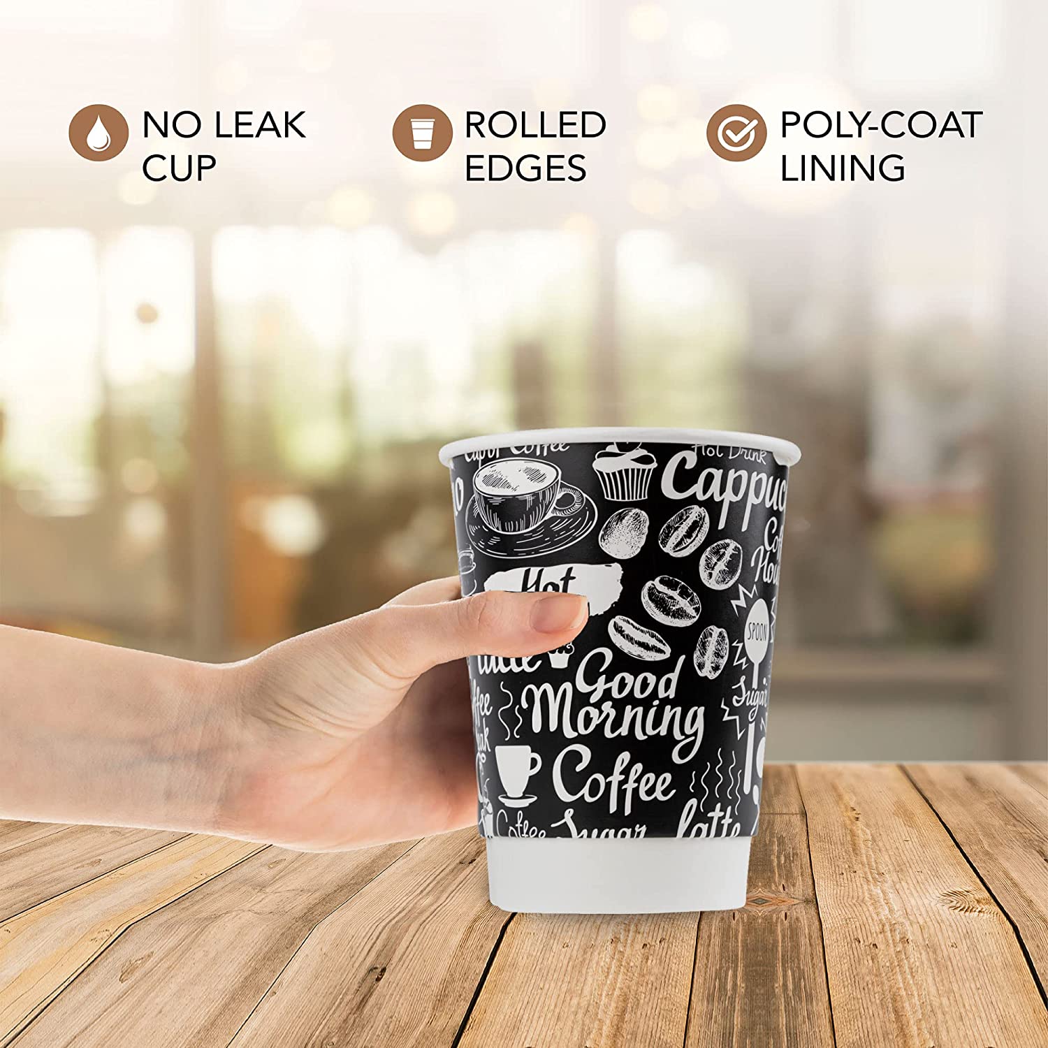 Paper cup double wall 10oz insulated hot cup cardboard printed cups