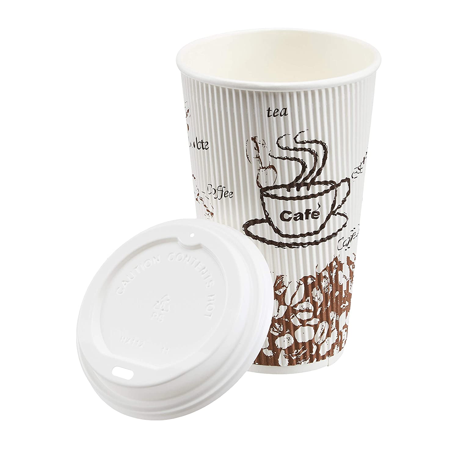 Ripple Wall coffee Cups with Lids Café Design 16oz cup corrugated