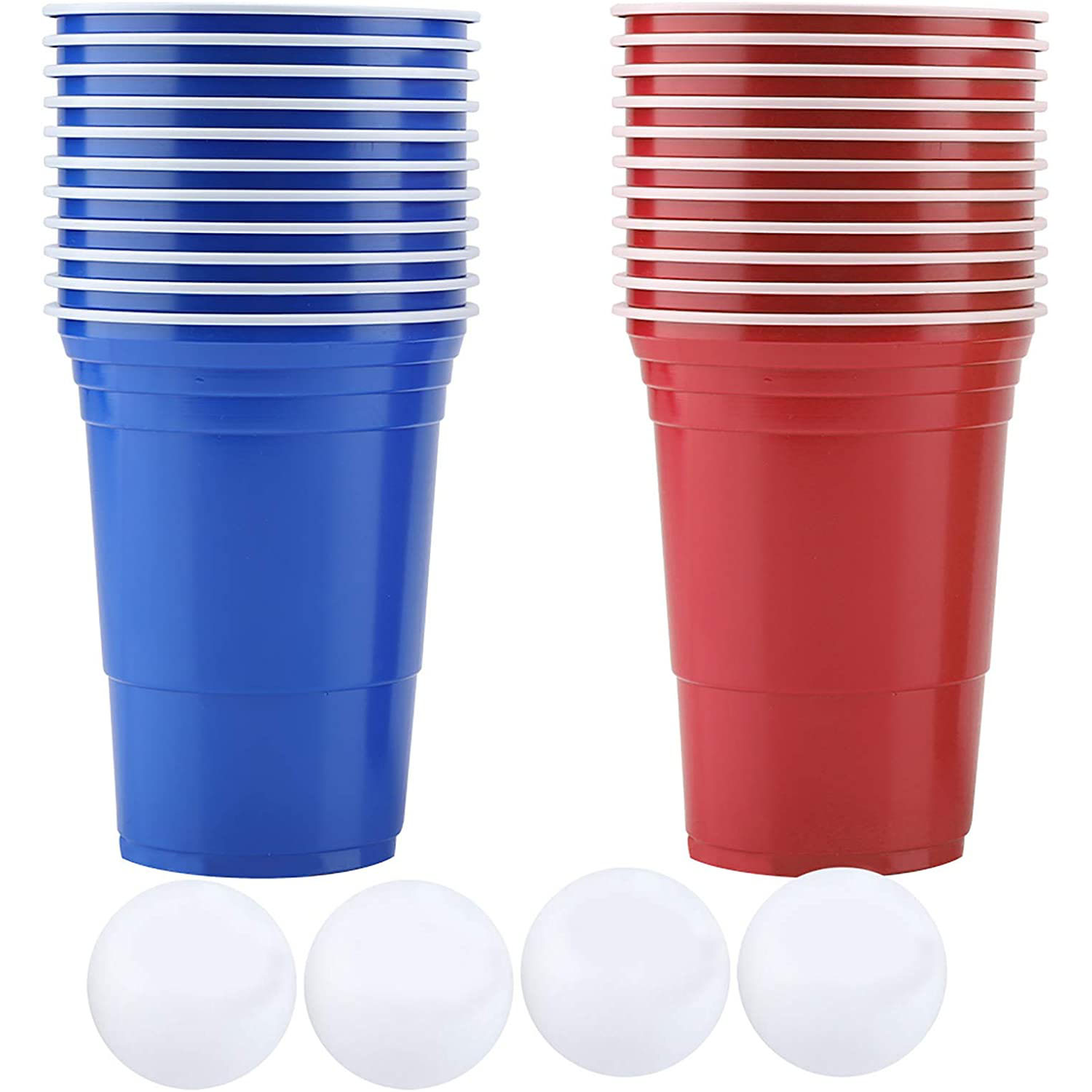 16 oz solid red Beer Pong cup with ball set