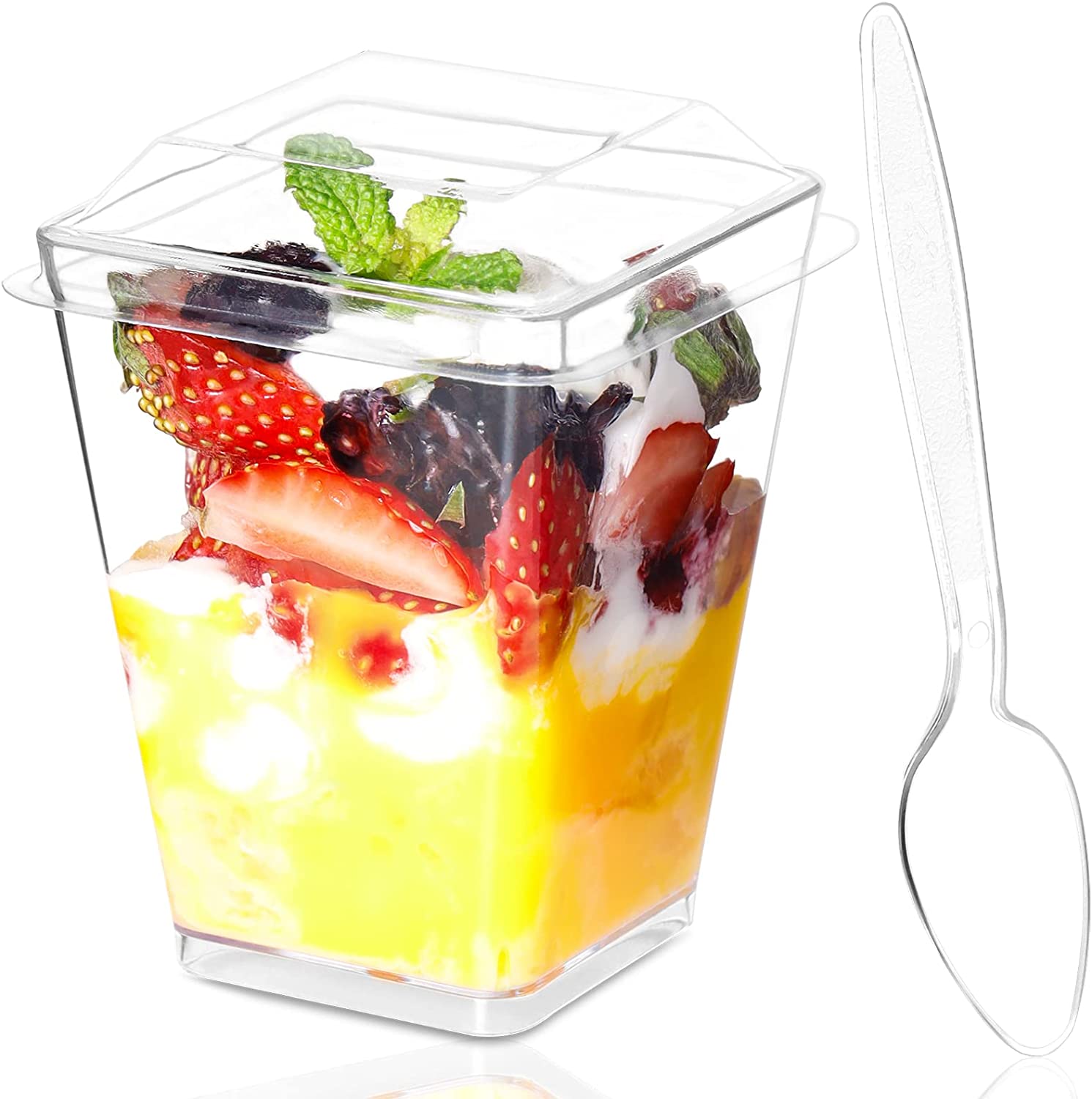 4.5OZ Dessert Cups Plastic Parfait Cups Square