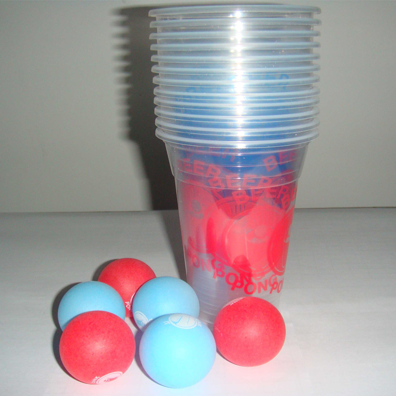 Plastic transparent Beer Pong cup set with logo