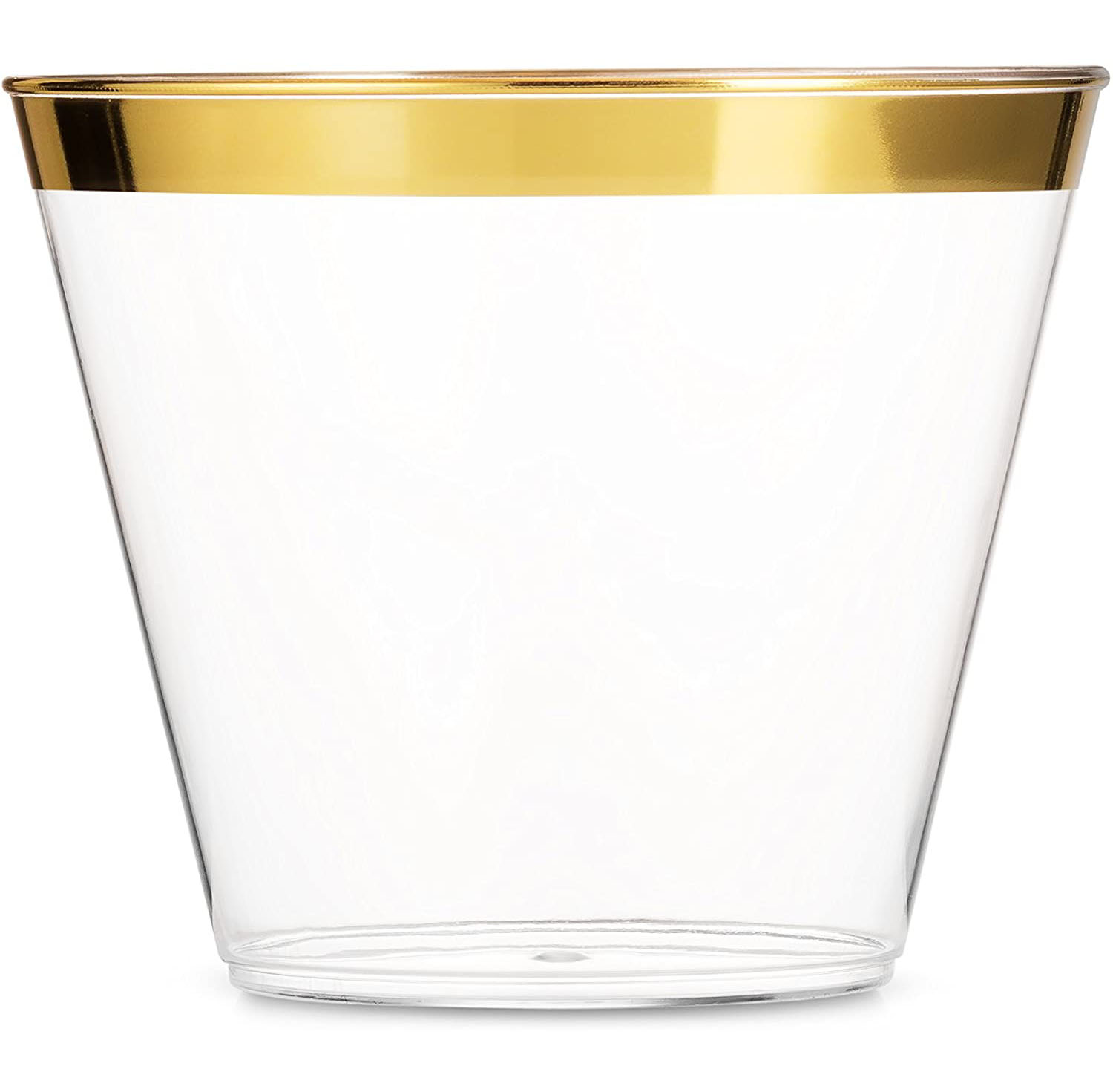 Plastic Cups 9 Oz Clear Tumblers Gold Rimmed Disposable Wedding Cups