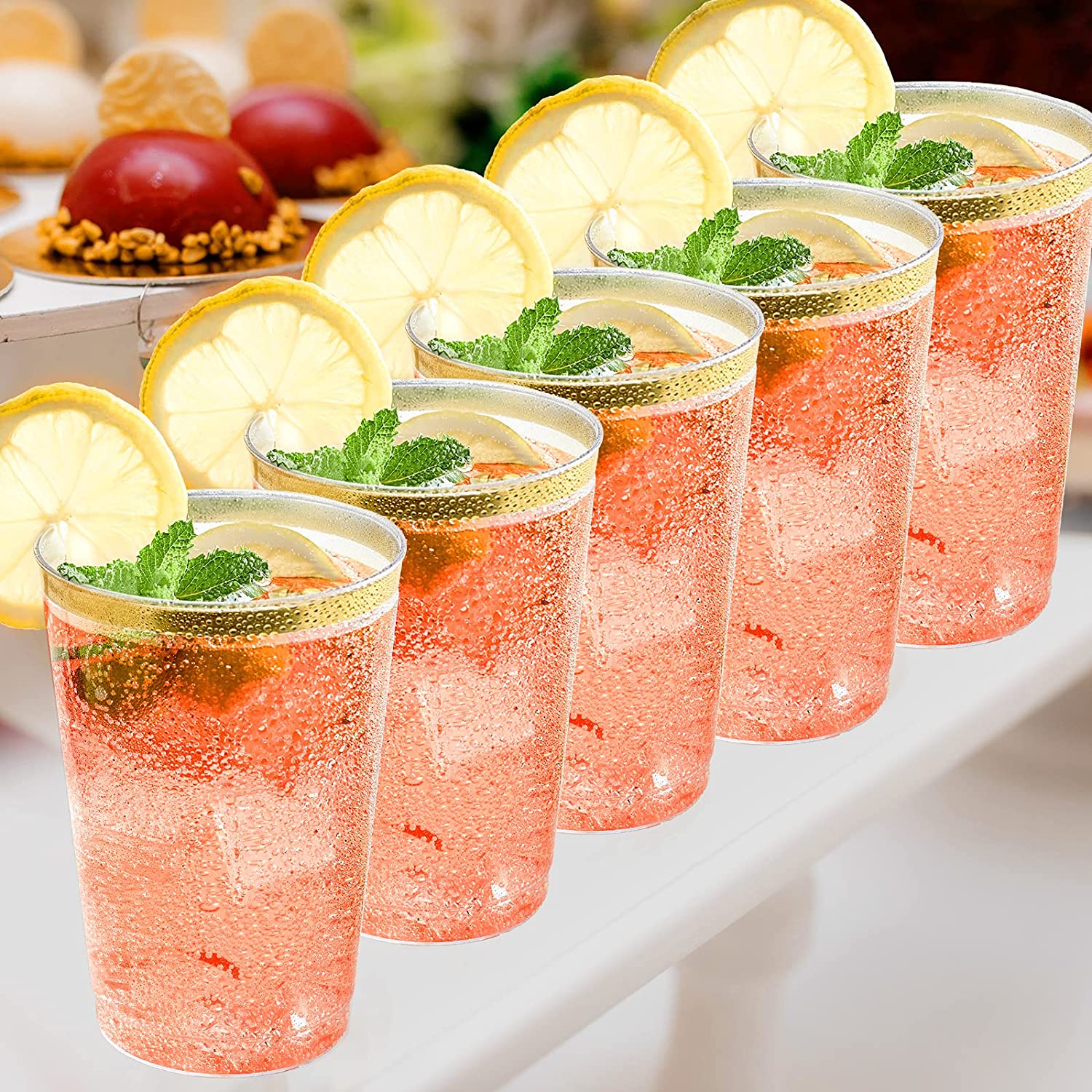 12 oz Gold Plastic Party Cups disposable Cocktail Tumblers