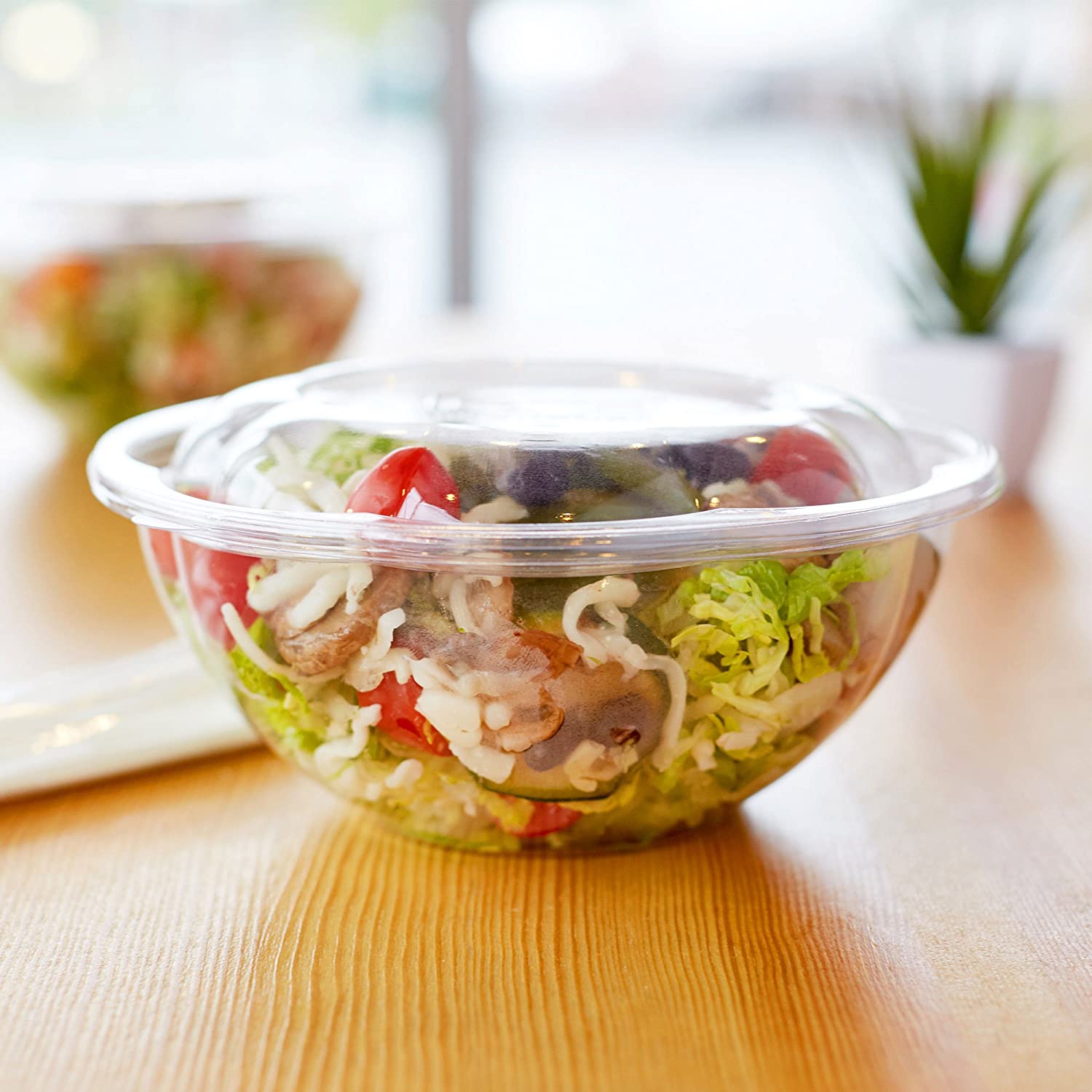 24 oz Plastic Salad Bowls To Go With Airtight Lids container