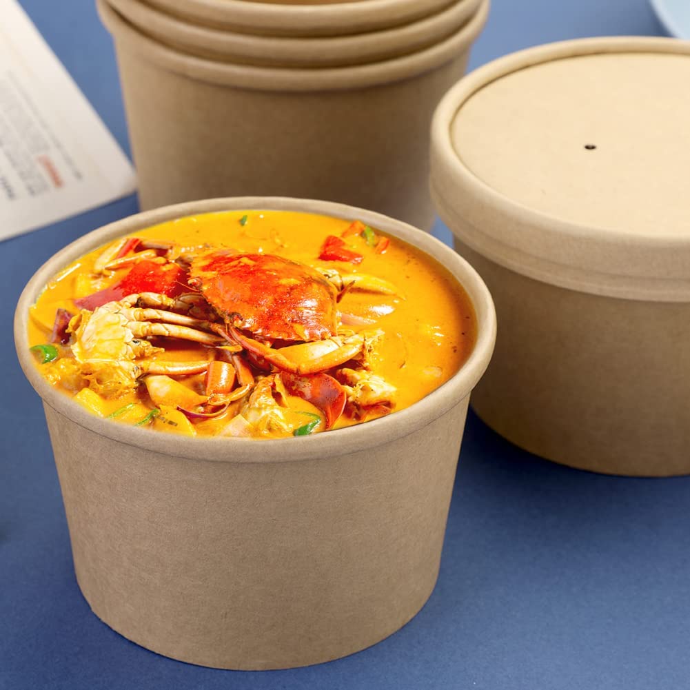 8 oz Paper Food Containers With Vented Lids soup bowls