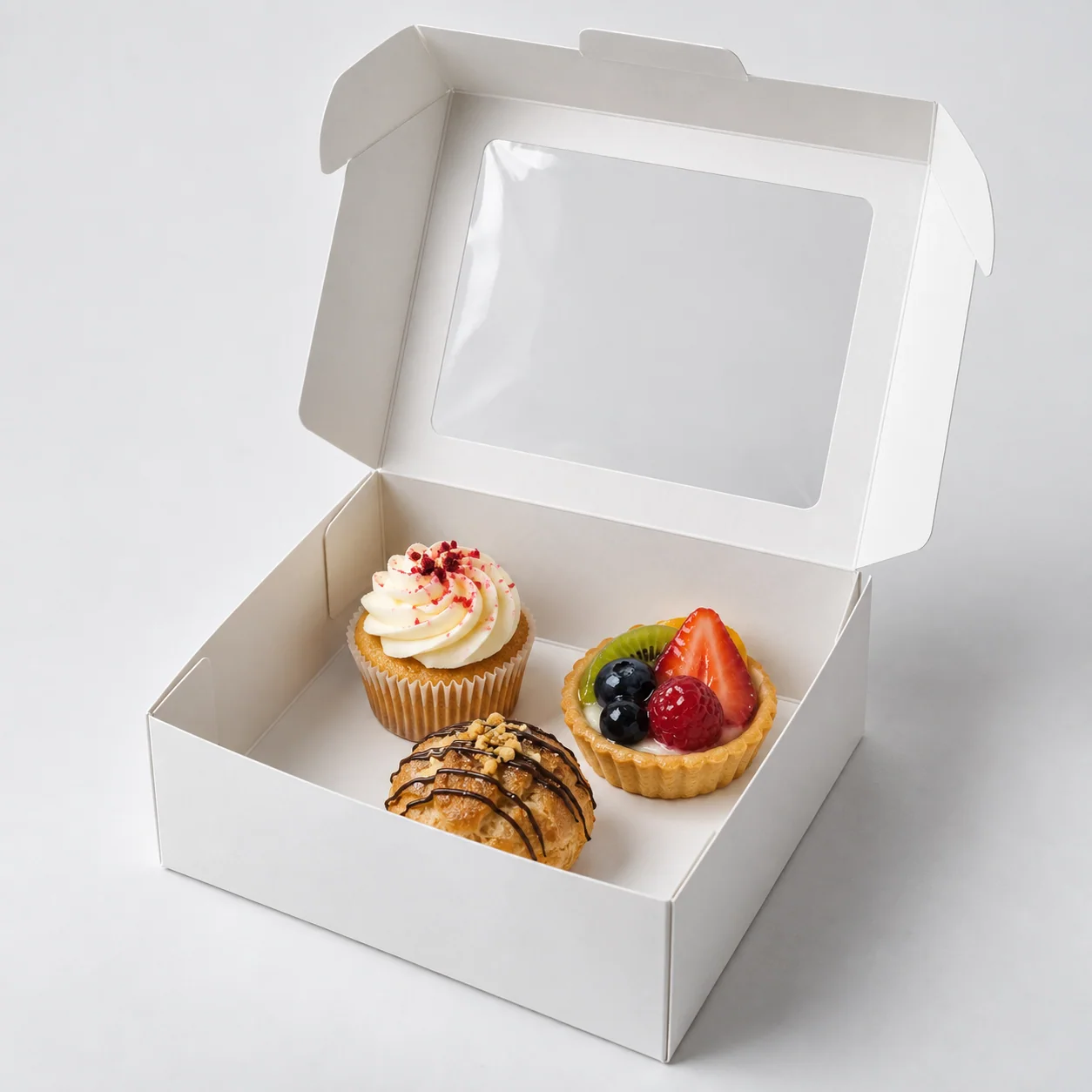 6x6x3 White Bakery Boxes with Clear Window product image 0