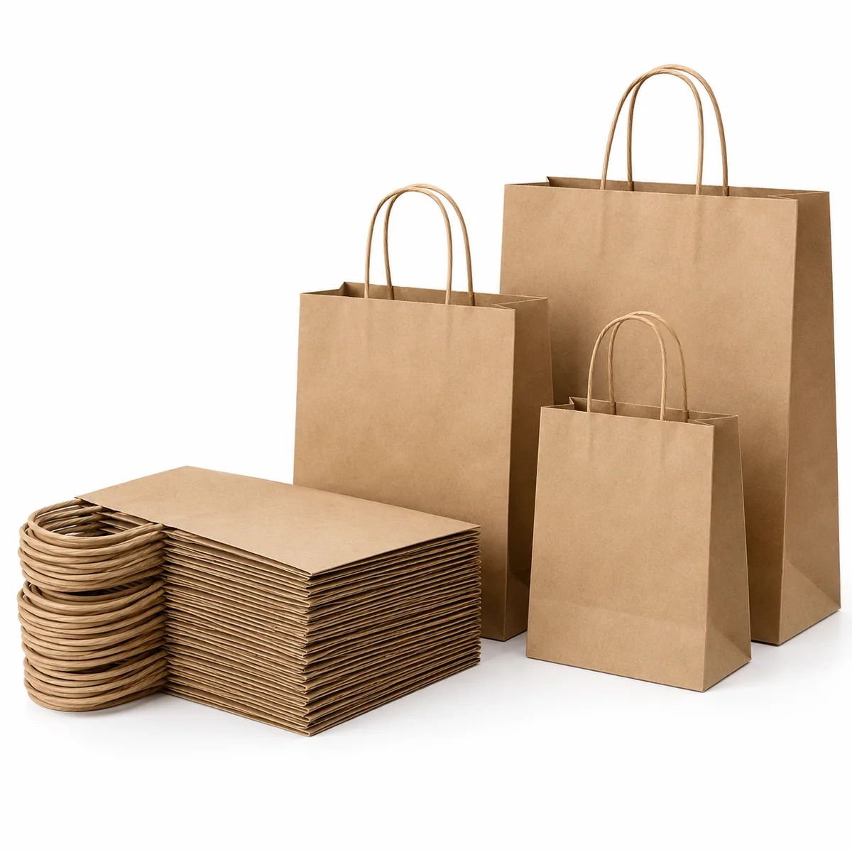 Brown Kraft Paper Bags with Handles | 3 Sizes product image 1