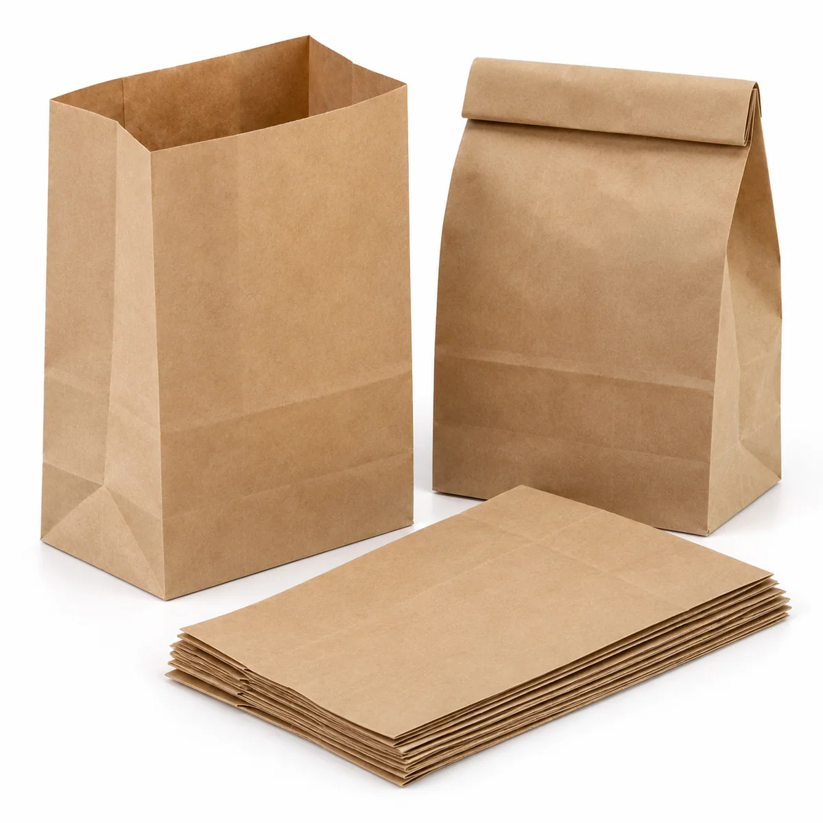 4LB Brown Kraft Paper Lunch Bags | 5.1x3.2x9.8 product image 0