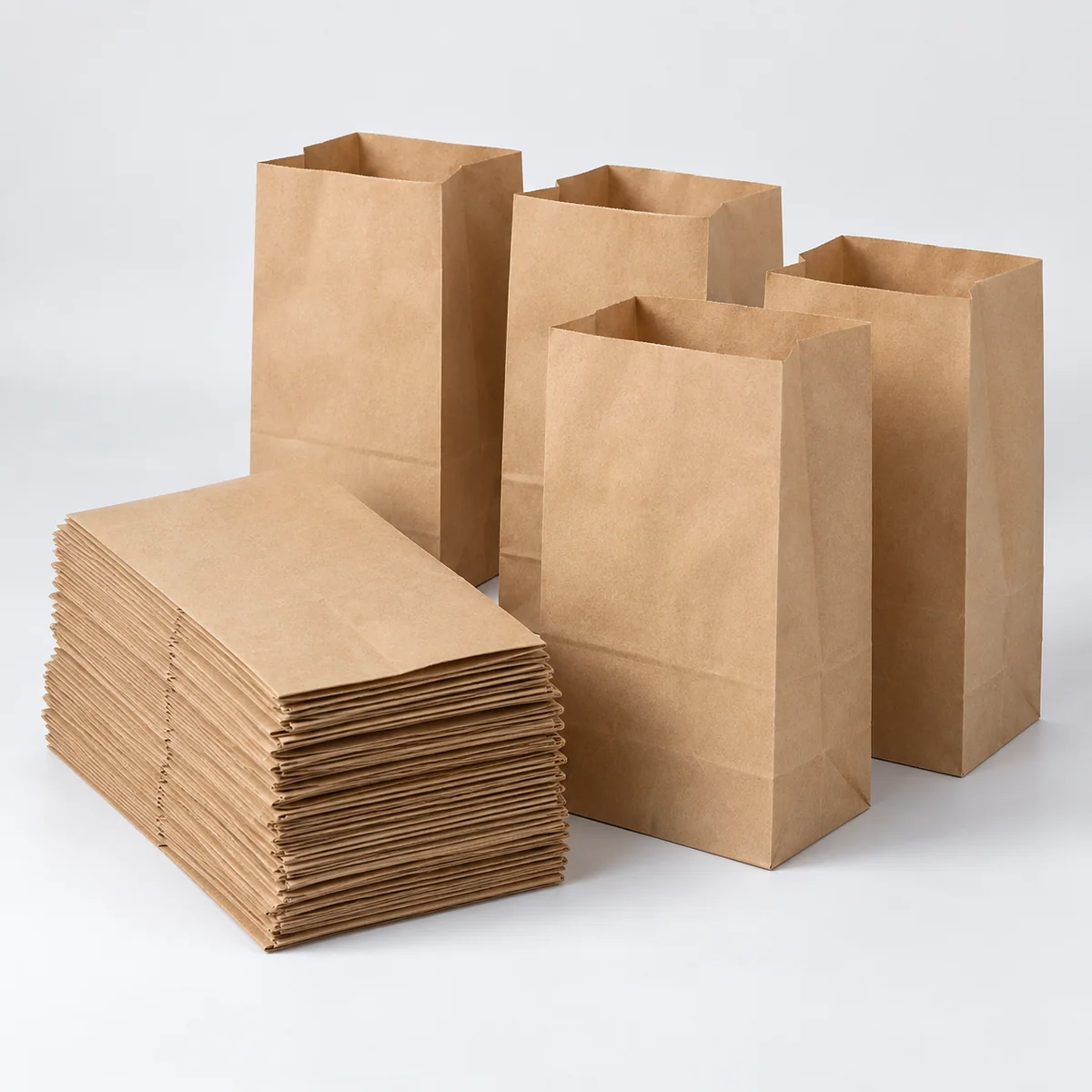 4LB Brown Kraft Paper Lunch Bags | 5.1x3.2x9.8 product image 2