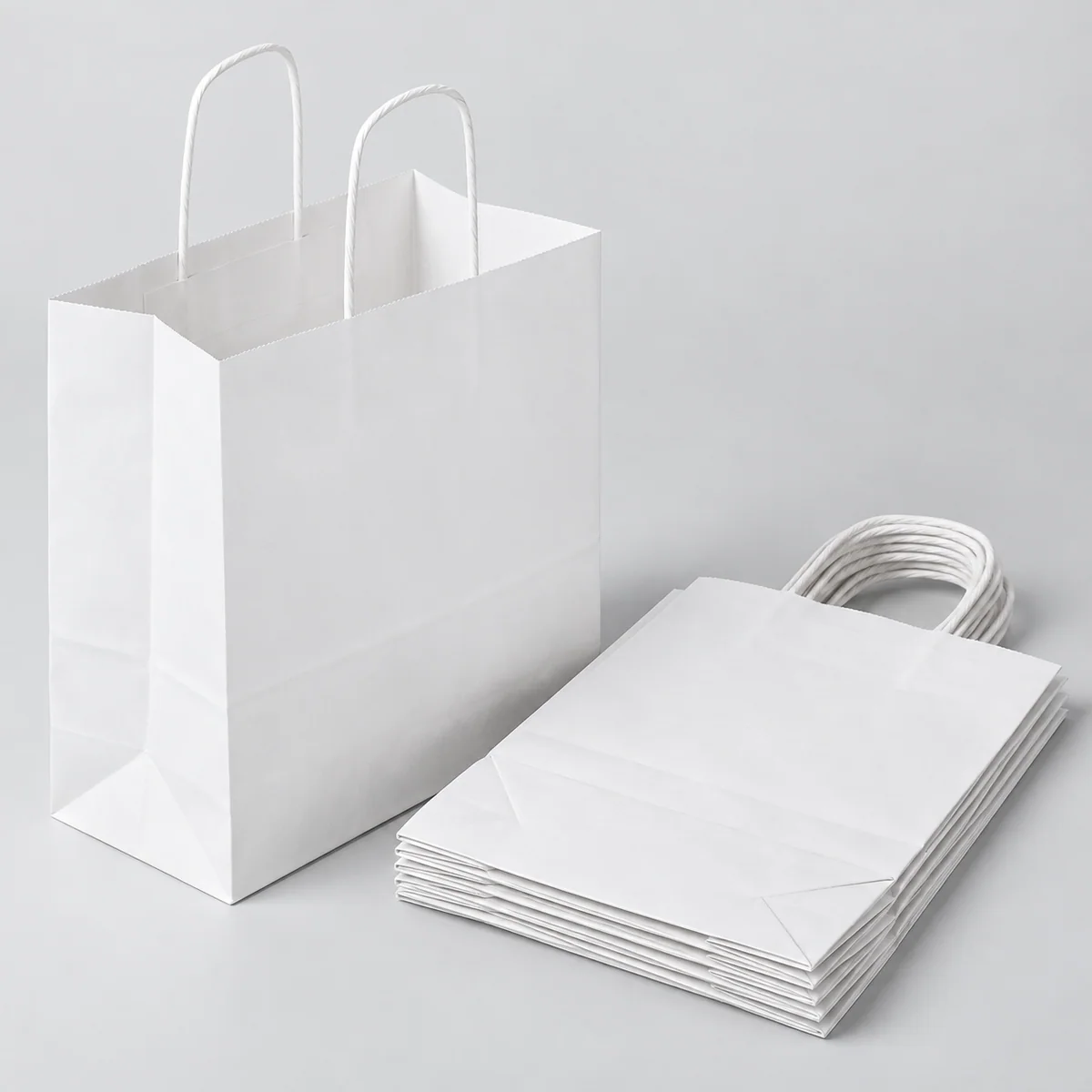 8x4.75x10 White Kraft Paper Bags with Handles product image 0