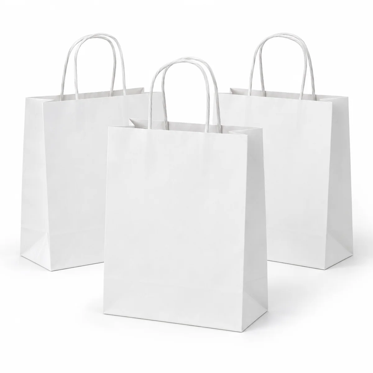 8x4.75x10 White Kraft Paper Bags with Handles